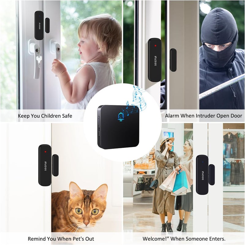 SECRUI Wireless Door Chimes When Door Open Entry for Business/Home/Office/Store Door Ringer Alert Buzzer Alarm with - 2 Receiver 1 sensors - Image 5